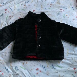 Cherokee Black Faux Fur Kids Puffer Jacket